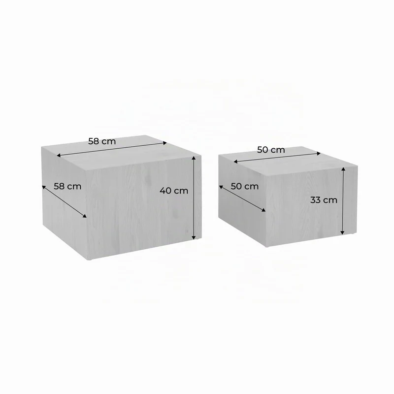 Alice's Garden sweeek - Lot de 2 Tables Basses Effet marbre Blanc cassé Paros. L 58 x l 58 x H 40cm / L 50 x l 50 x H 33cm