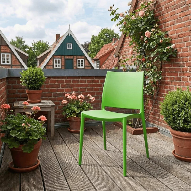 CLP Chaise de Jardin empilable et resistante aux intemperies Meton, Fauteuil avec Dossier, Resistant aux UV, Chaise exterieure en Plastique Couleur:Vert