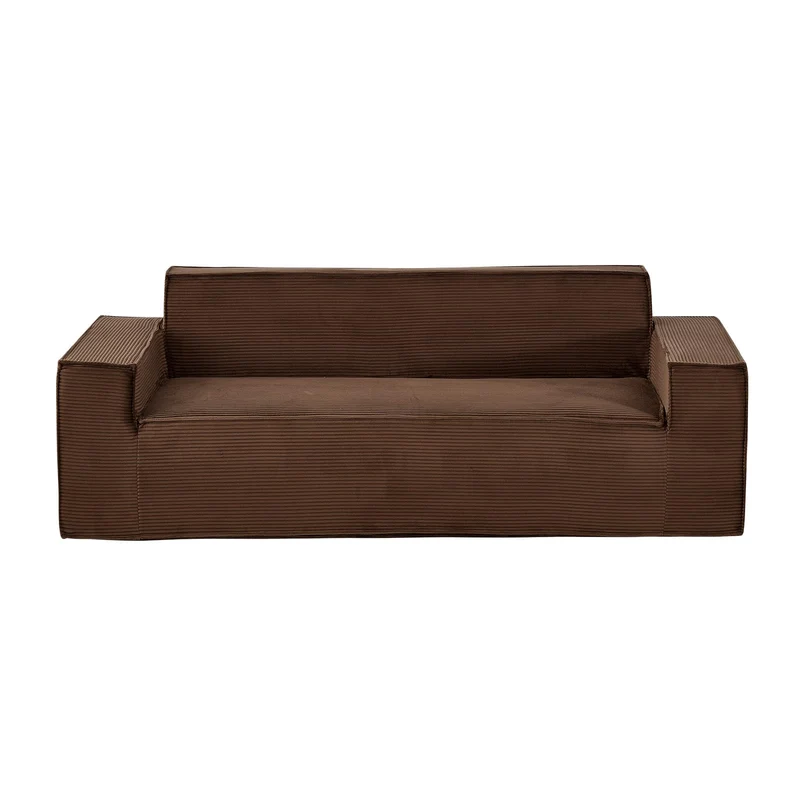 VEVOR Canapé Moderne 2110 mm, canapé Nuage Confortable en Velours côtelé avec assises Profondes, Grand Sofa de Salon Moelleux avec Larges accoudoirs, pour Chambre, Appartement et Bureau, Marron