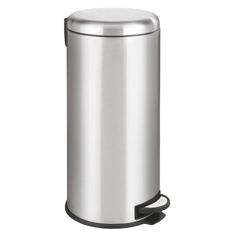 Poubelle de cuisine à pédale basique inox brossé 30L URBAN en acier avec seau couvercle bombé