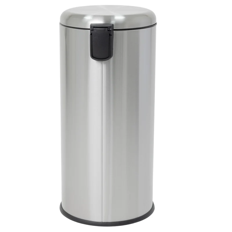 Poubelle de cuisine à pédale basique inox brossé 30L URBAN en acier avec seau couvercle bombé