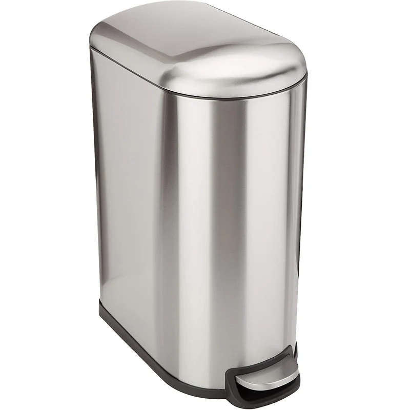 Poubelle cuisine étroite à pédale en acier 40L FULLER en inox brossé design