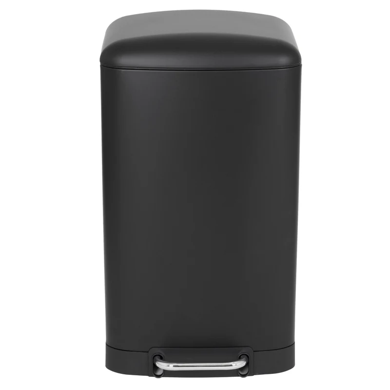 Poubelle de cuisine à pédale 40L Design GREENWICH Noir mat en acier Inox avec seau couvercle bombé