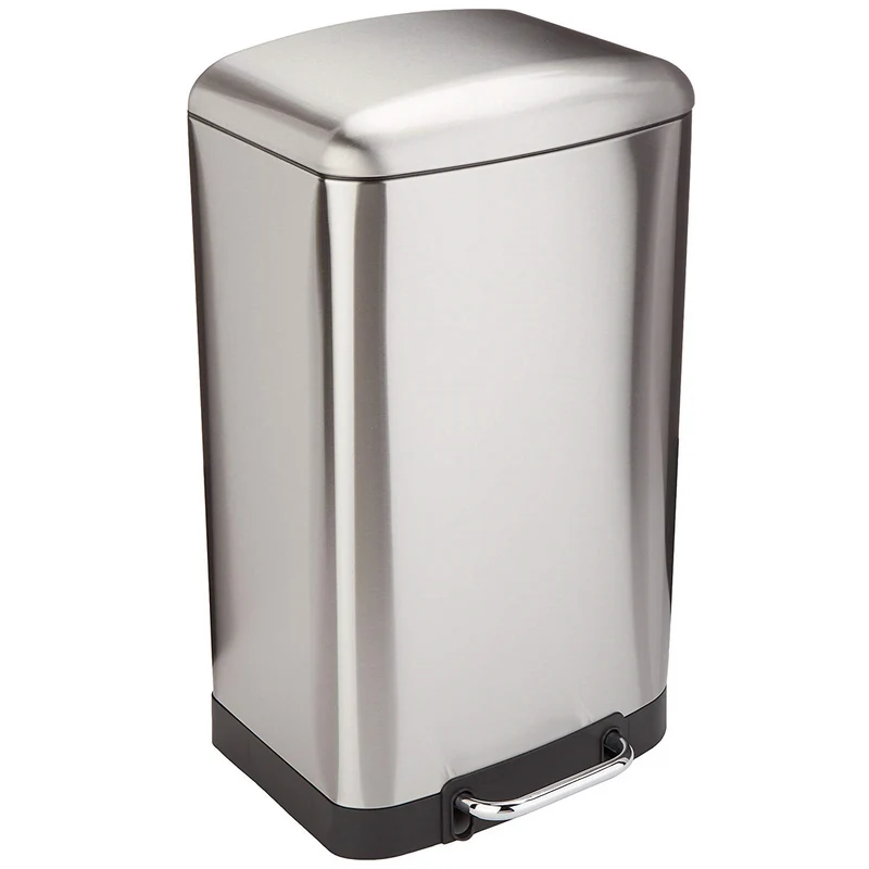 Poubelle de cuisine à pédale 40L Design GREENWICH en acier Inox avec seau couvercle bombé