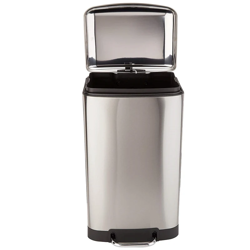 Poubelle de cuisine à pédale 40L Design GREENWICH en acier Inox avec seau couvercle bombé