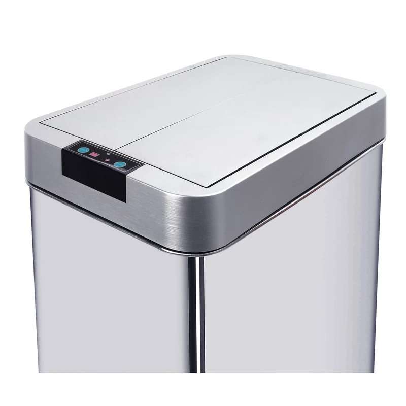 Poubelle de cuisine automatique 60L SILVERLAKE en acier Inox avec cerclage Ouverture papillon grande capacité