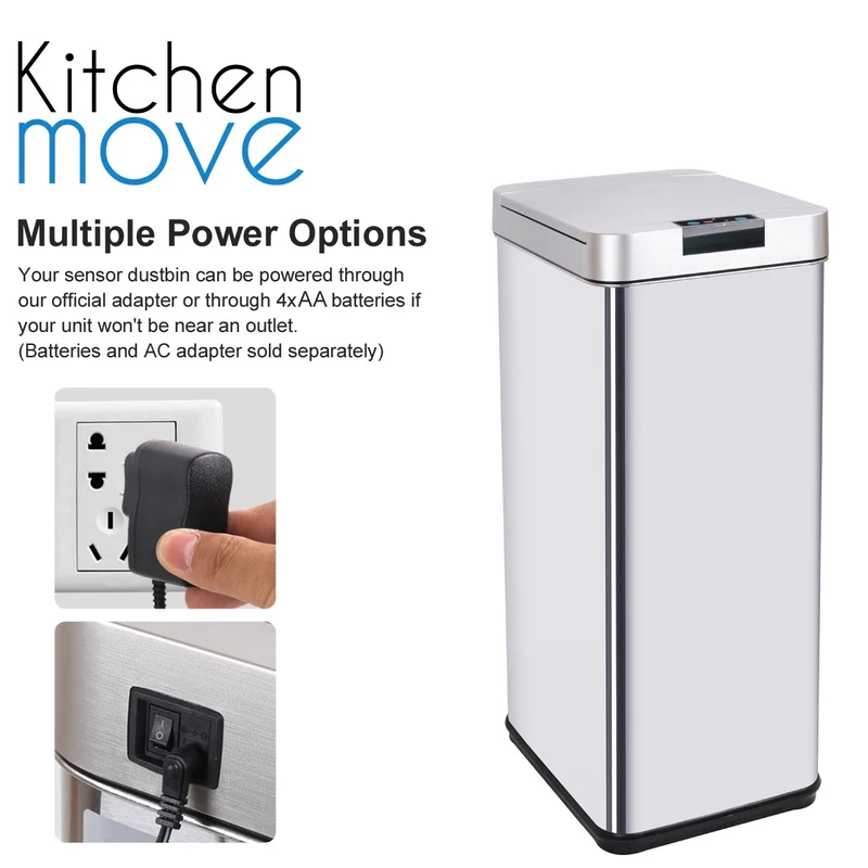 Poubelle de cuisine automatique design 50L PARKSIDE en acier INOX avec cerclage