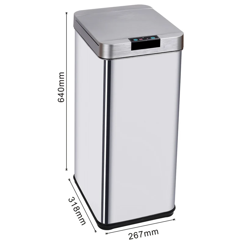 Poubelle de cuisine automatique design 50L PARKSIDE en acier INOX avec cerclage