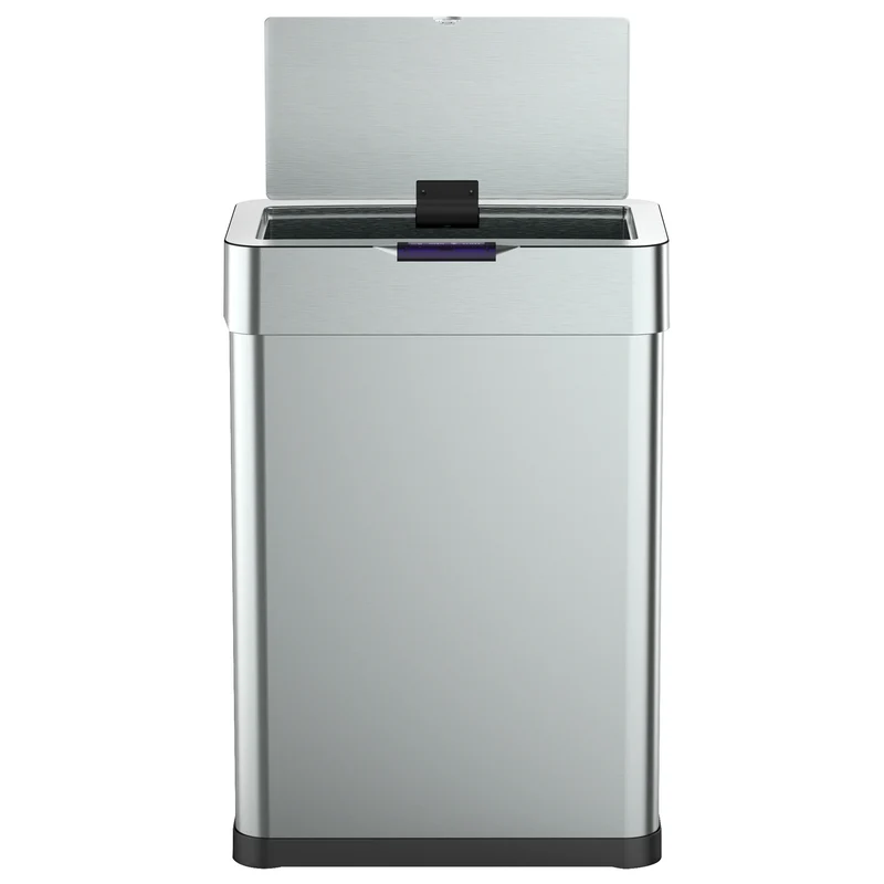 Poubelle de cuisine automatique design 60L DAYTONA en acier INOX avec cerclage