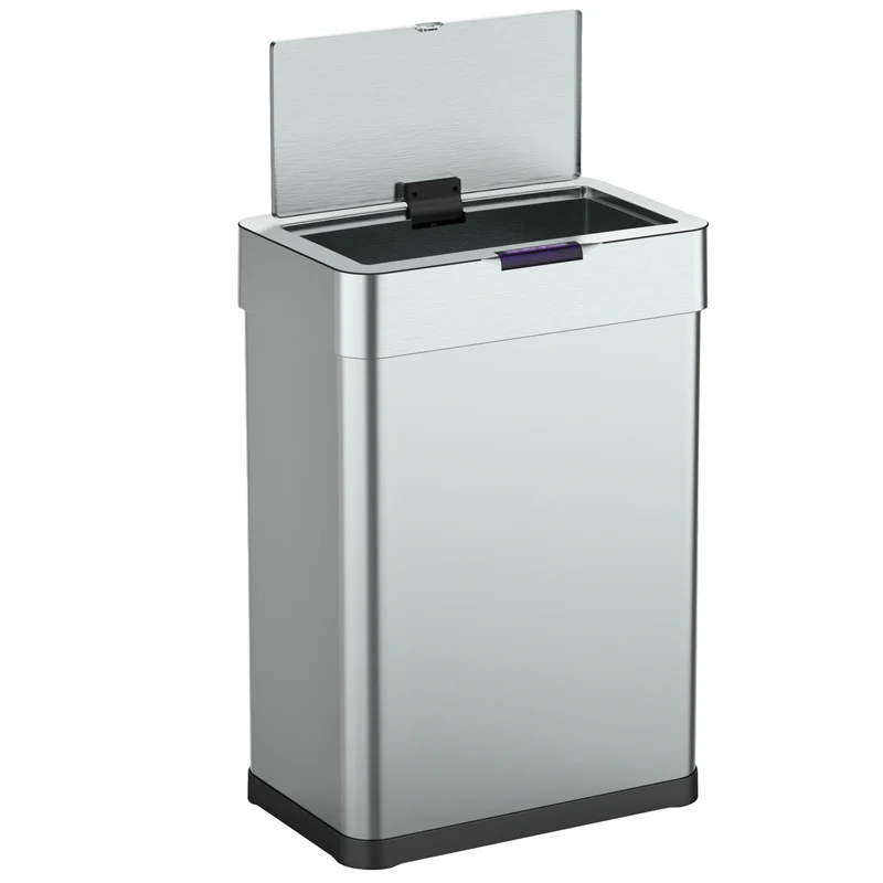 Poubelle de cuisine automatique design 60L DAYTONA en acier INOX avec cerclage