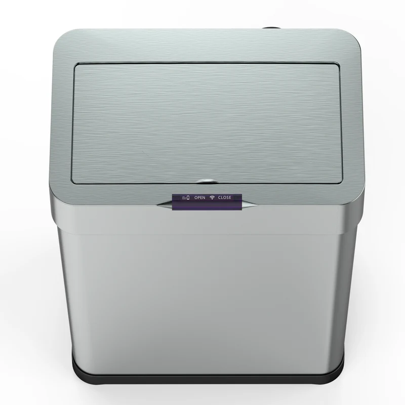 Poubelle de cuisine automatique design 60L DAYTONA en acier INOX avec cerclage