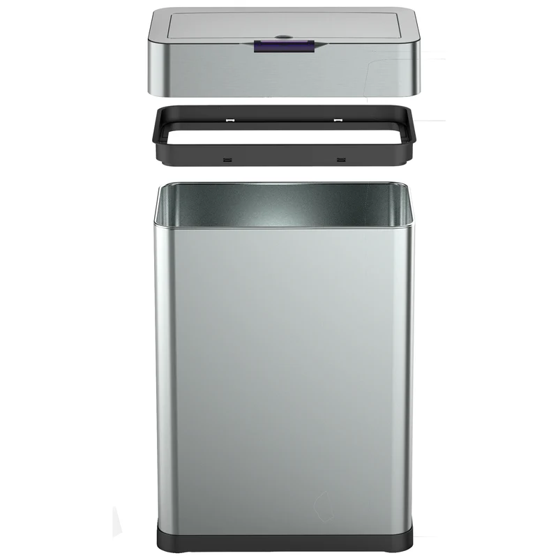 Poubelle de cuisine automatique design 60L DAYTONA en acier INOX avec cerclage
