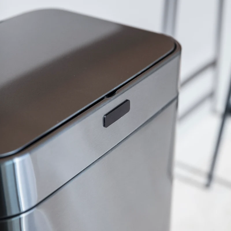 Poubelle de cuisine automatique design 60L UPPER en acier INOX avec cerclage