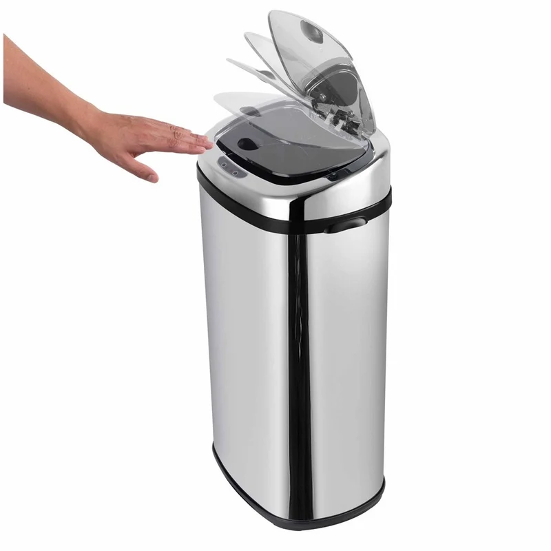 Poubelle de cuisine automatique 42L LARGO en acier INOX avec cerclage