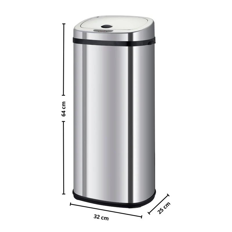Poubelle de cuisine automatique 42L LARGO en acier INOX avec cerclage