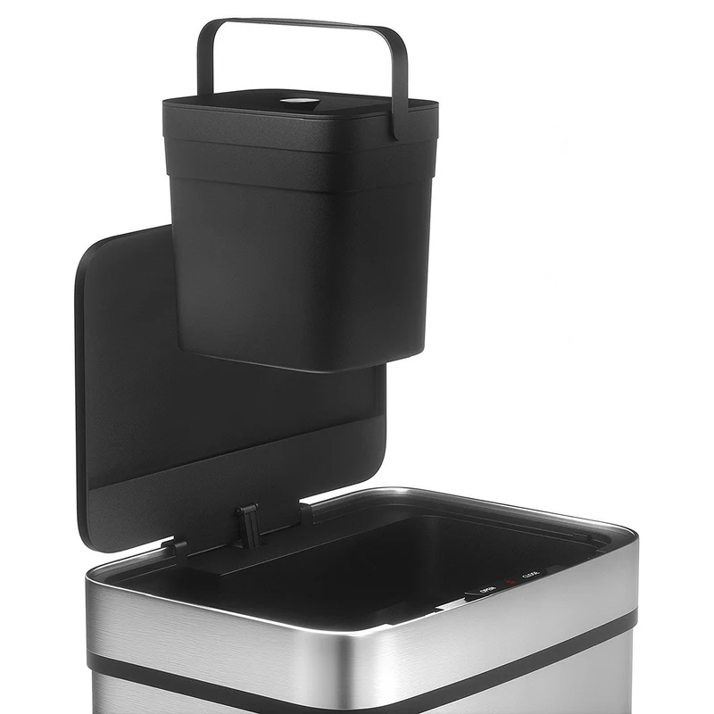 Poubelle De Cuisine Automatique Tri Sélectif Double Compartiment 75l NARVIK En Acier Inox Recyclage Grande Capacité Et Poubelle De Table 3l