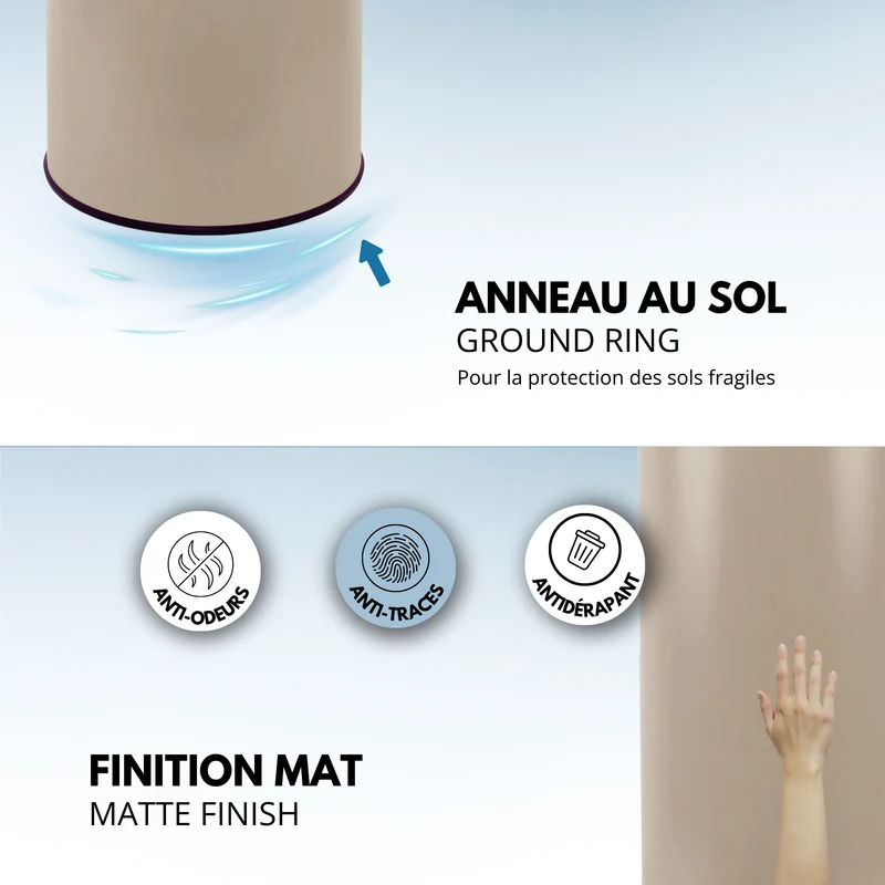 Poubelle de cuisine automatique 42L SOHO Taupe mat en acier INOX avec cerclage