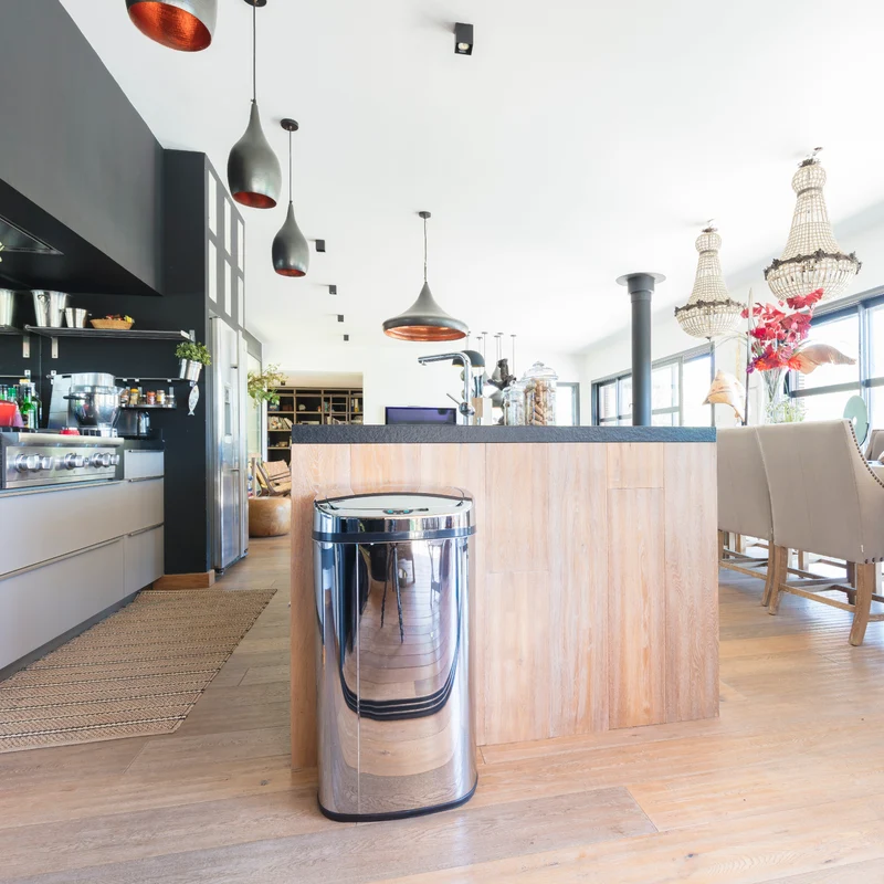 Poubelle de cuisine automatique 68L MAJESTIC grande capacité en acier INOX avec cerclage