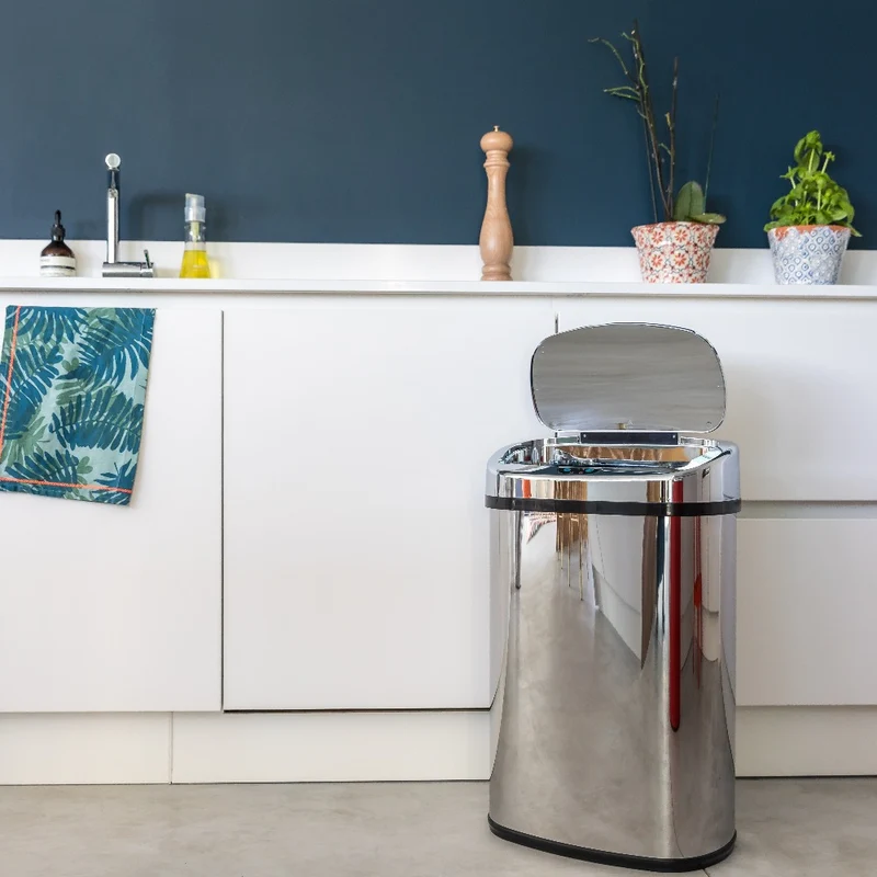 Poubelle de cuisine automatique 58L MAJESTIC grande capacité en acier INOX avec cerclage