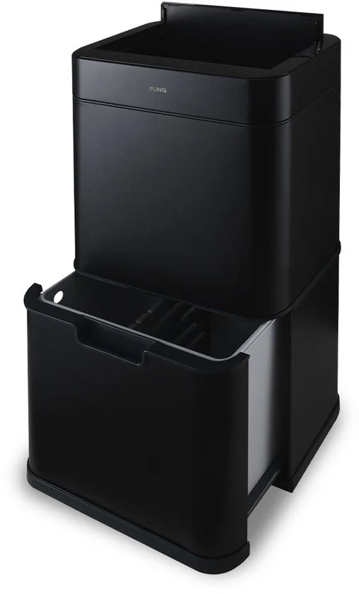 Poubelle de tri sélectif 3 bacs - Détecteur de mouvement - Senzaro 60L - Noire