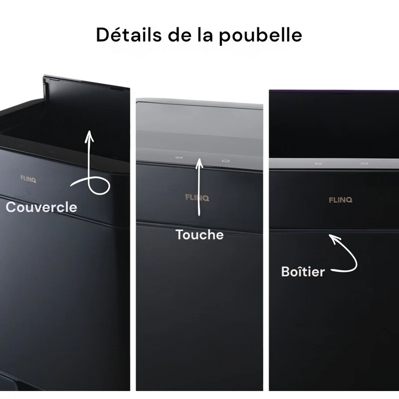 Poubelle de tri sélectif 3 bacs - Détecteur de mouvement - Senzaro 60L - Argent