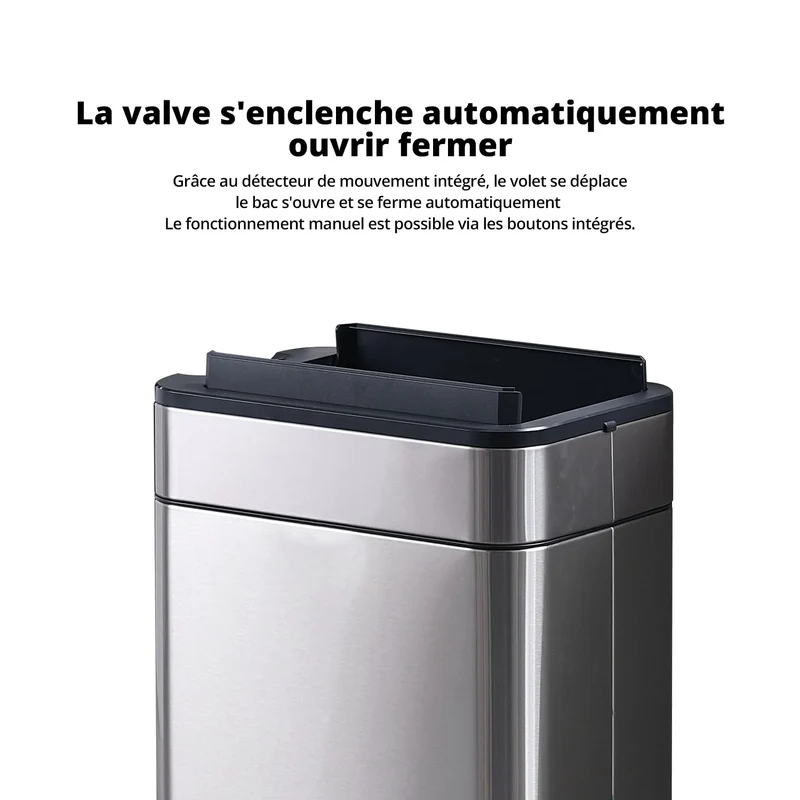 Poubelle Smart Sensor 60L argent