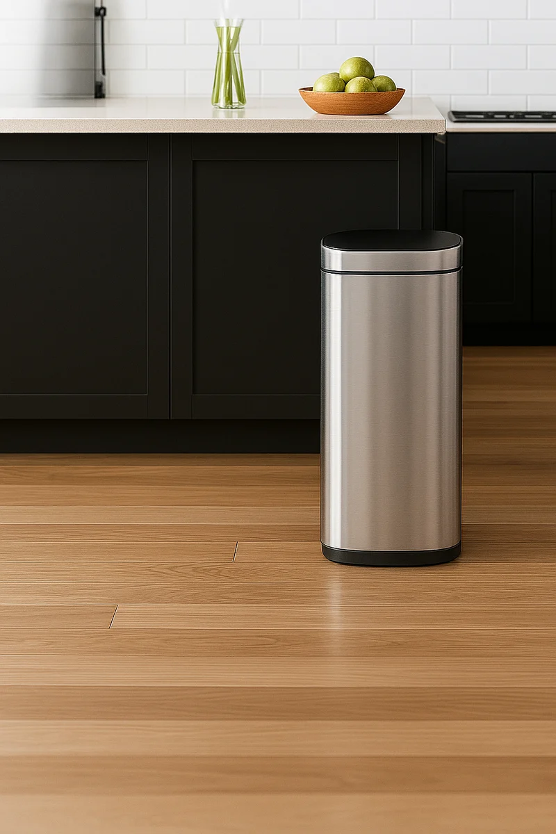 Poubelle Velo avec couvercle à fermeture douce et voyant d'état LED 50 litres Argent