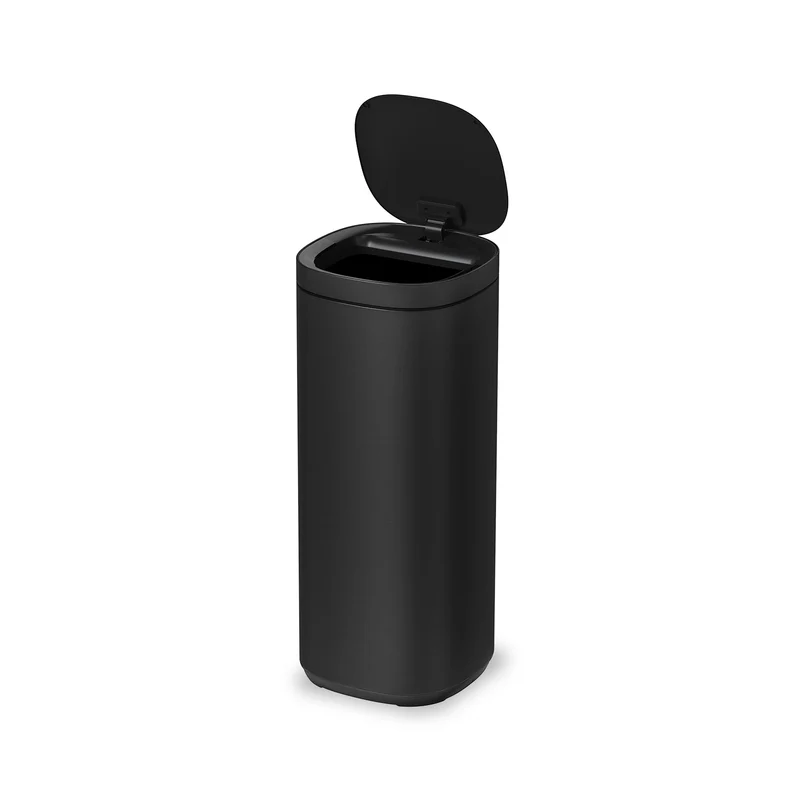 Poubelle Velo avec couvercle à fermeture douce et voyant d'état LED 50 litres Noire