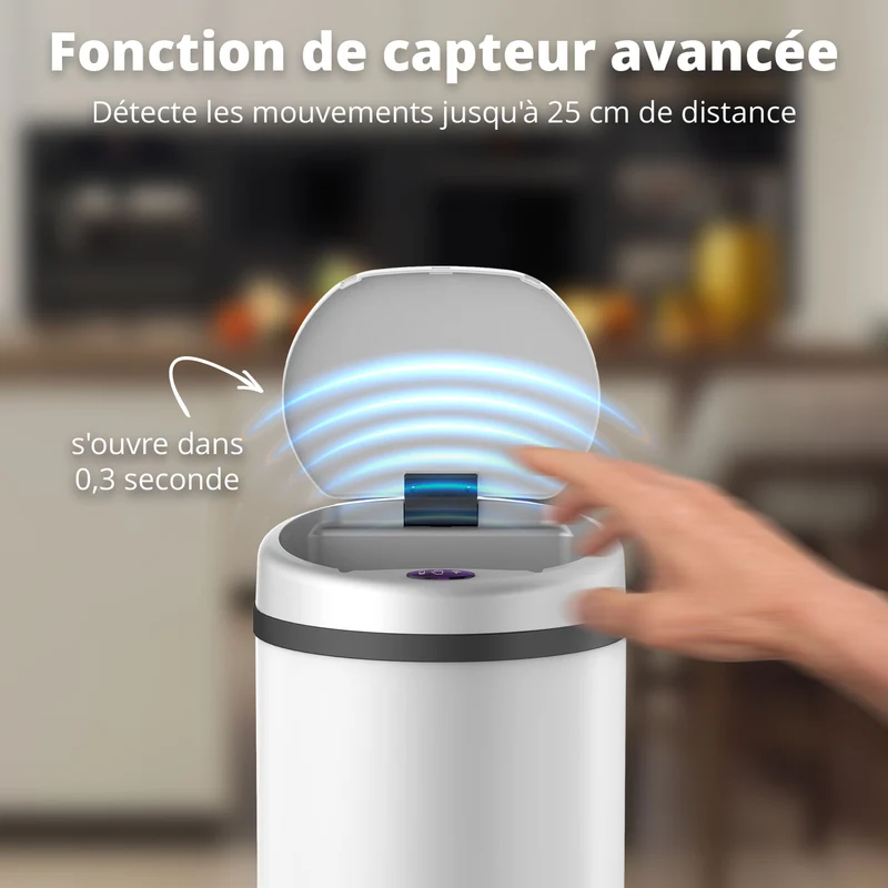 Poubelle 50 L automatique Blanche