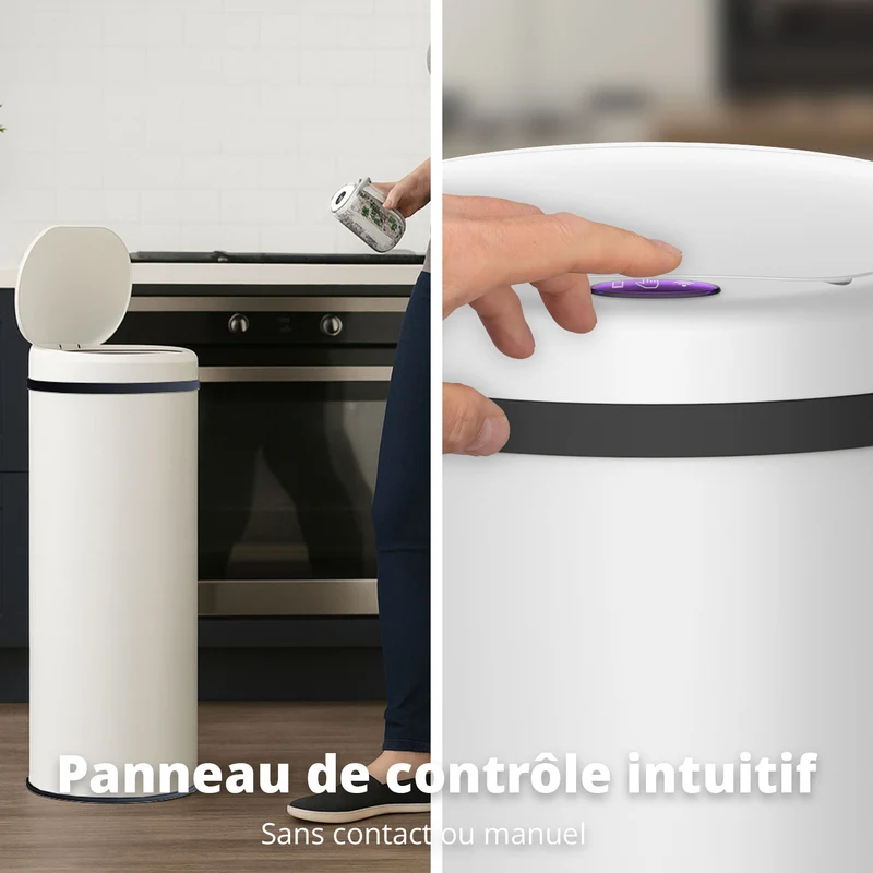 Poubelle 50 L automatique Blanche