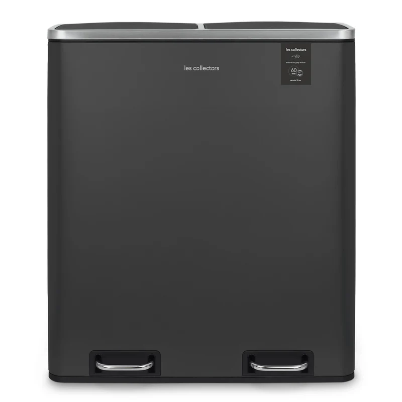 Poubelle de tri 2x30L Gris foncé