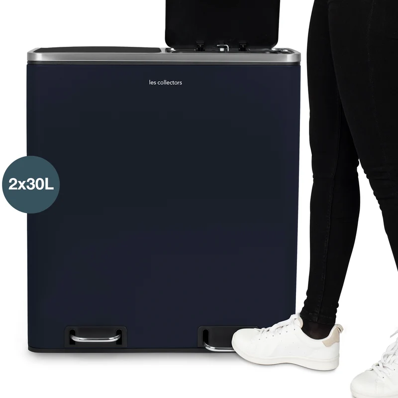 Poubelle de tri 2x30L Bleu Nuit