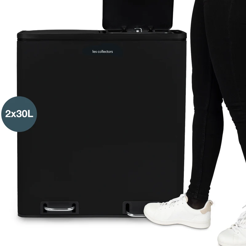 Poubelle de tri 2x30L Noir