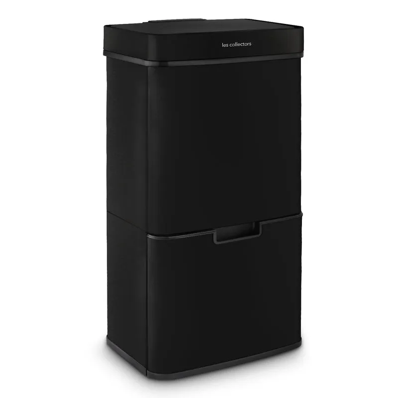 Poubelle de tri inox noir 69L