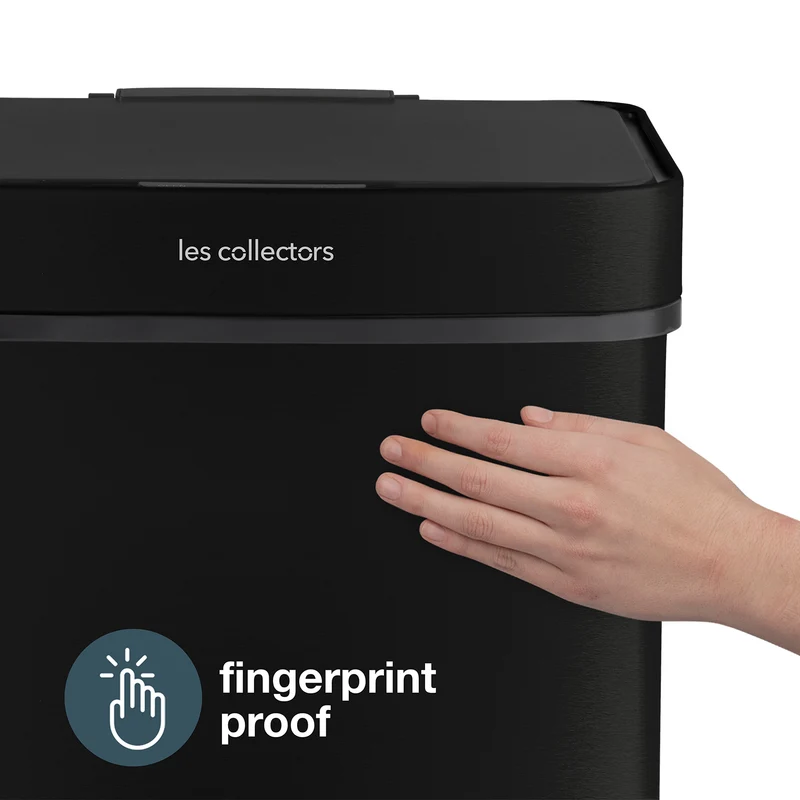 Poubelle de tri inox noir 69L