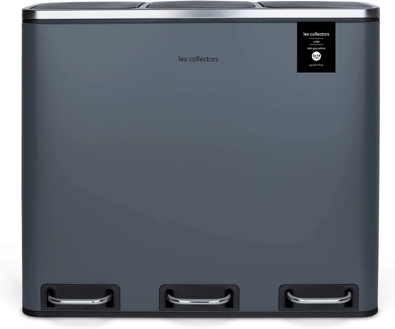 Poubelle de tri 3 x 18L - édition gris foncé