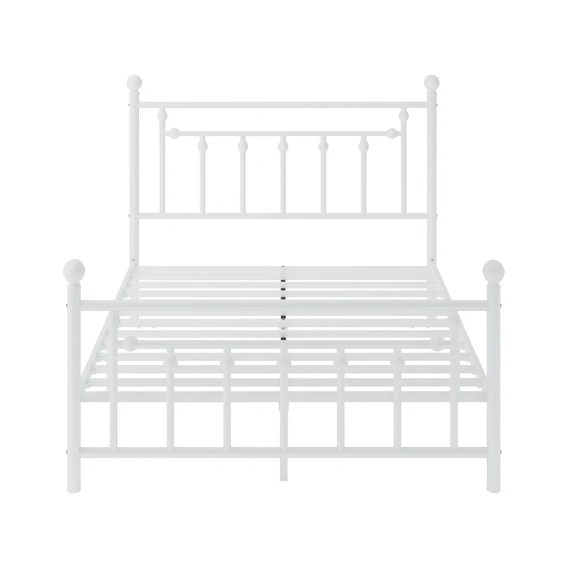 MUTICOR Lit métal 140x200 cm avec tête et Pied de lit, Rangement, Blanc
