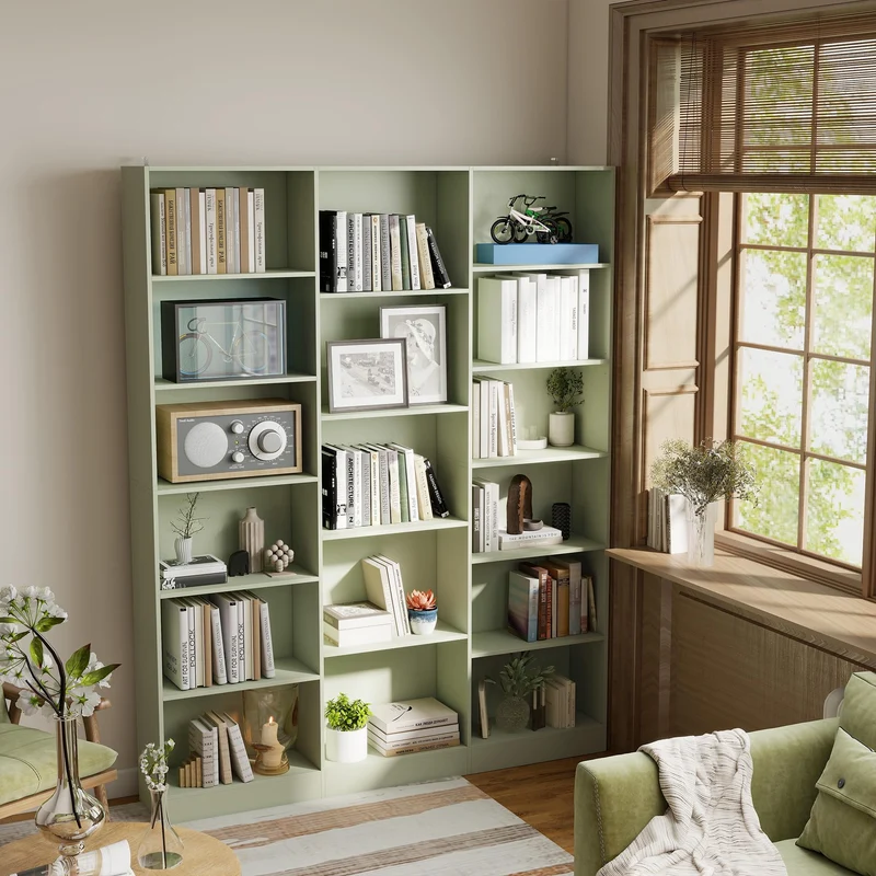 HOMCOM Bibliothèque 6 Niveaux 17 Compartiments 149 x 23,6 x 188 cm Vert