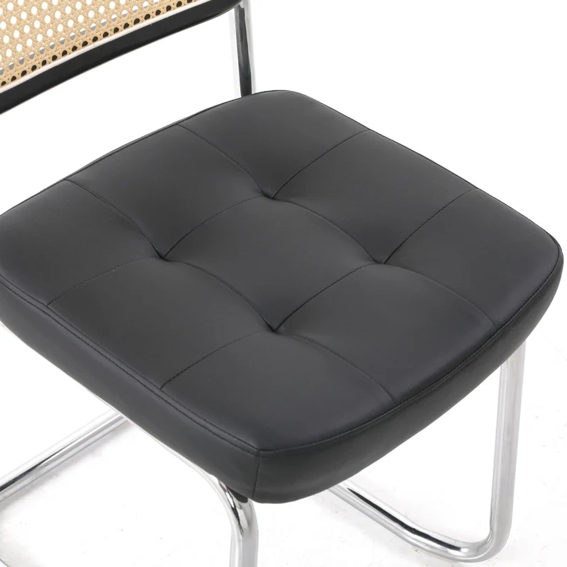 Generisch FRH0033-34 Lot de 2 chaises de salle à manger cantilever Charge maximale 130 kg (Noir)