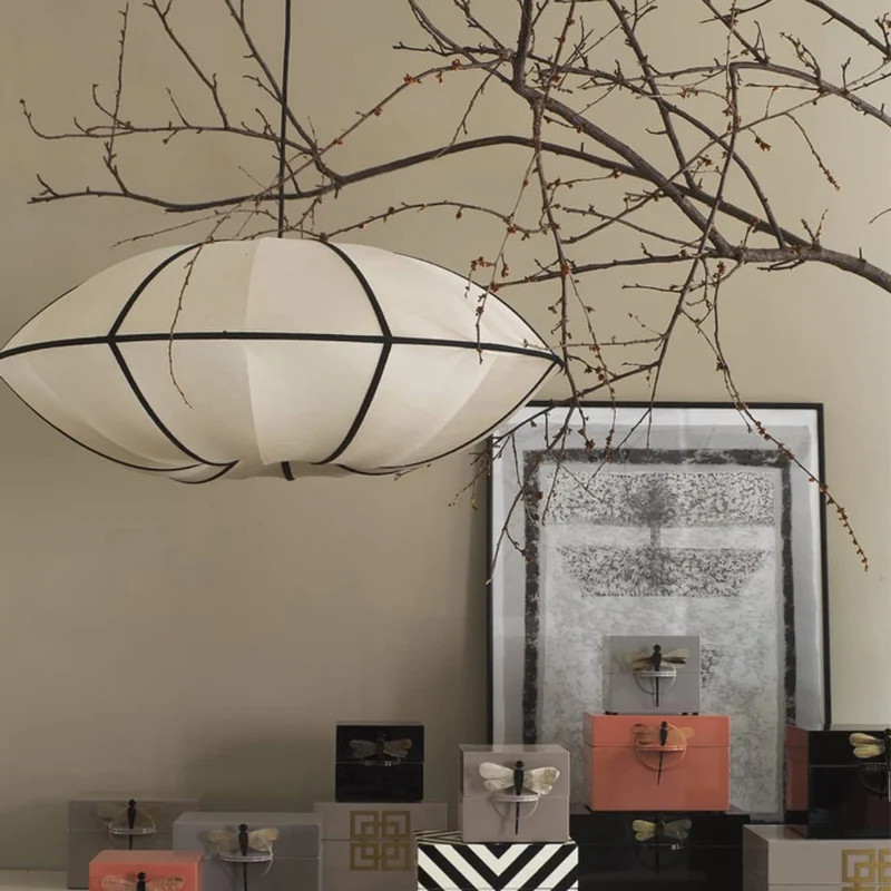JOMBID Lustre en tissu de style chinois E27 1 lumière réglable au plafond suspendu lumière intérieure salon salle à manger luminaire suspendu japonais maison tatami chambre suspension lampe