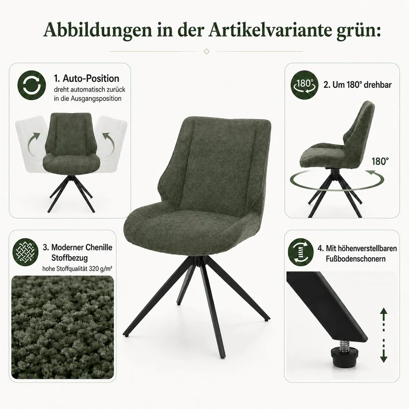 Mendler Lot de 2 chaises de Salle à Manger HWC-O48 Chenille (320g/m²) Oeko-Tex Bordeaux