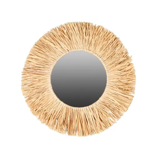 Natural Living Miroir avec Franges en Raphia DIAM 46CM