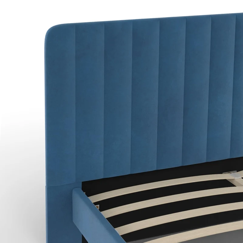 IDMarket - Lit Double Annie 140 x 190 cm Velours Bleu