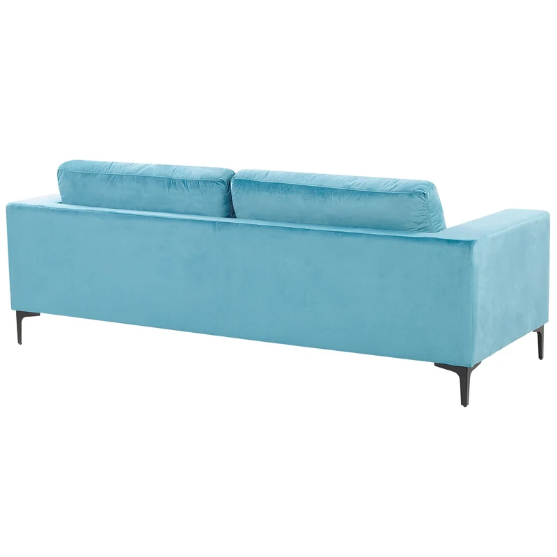 Beliani Canapé Fixe 3 Places Revêtu en Velours Bleu de Qualité Un Design Tendance Idéal pour Salon Vintage Rétro et Glamour