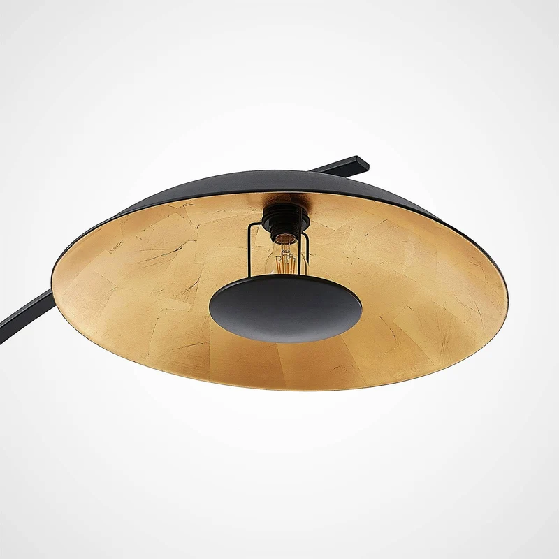 Lindby Lampadaire Emilienne (Moderne) en Noir Métal e. a. pour Salon & Salle à manger (1 lampe,à E27), arqué lampadaire arc lampe sur pied de salon