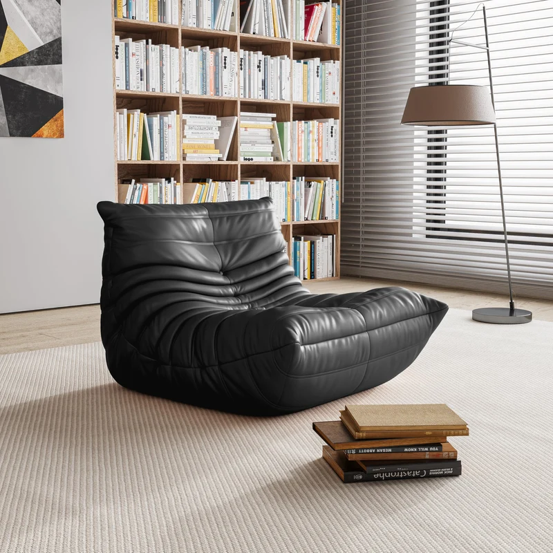 Togo Pouf poire haut de gamme non compressé pour adultes, canapé de sol en mousse à mémoire de forme avec tissu doux, fauteuil de salon confortable pour salon, chambre à coucher, appartement, cuir