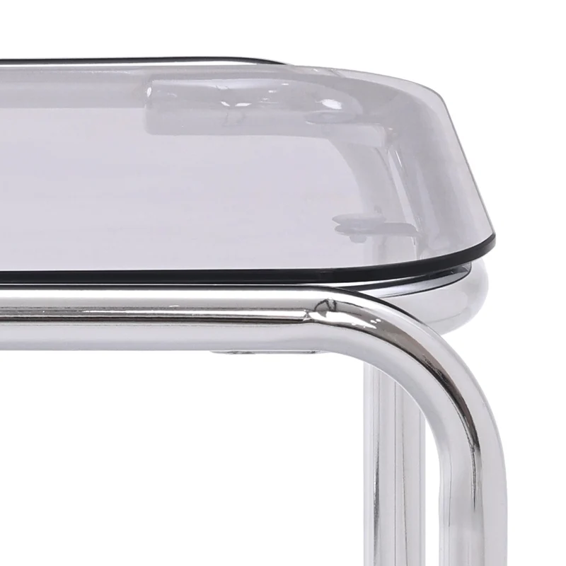 Sicaan Table Basse rétro 90cm Verre trempé Noir et Structure chromée Amaya