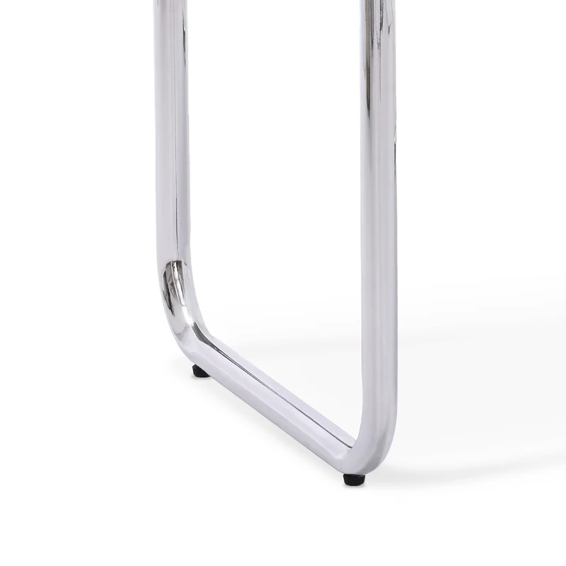 Sicaan Table Basse rétro 90cm Verre trempé Noir et Structure chromée Amaya