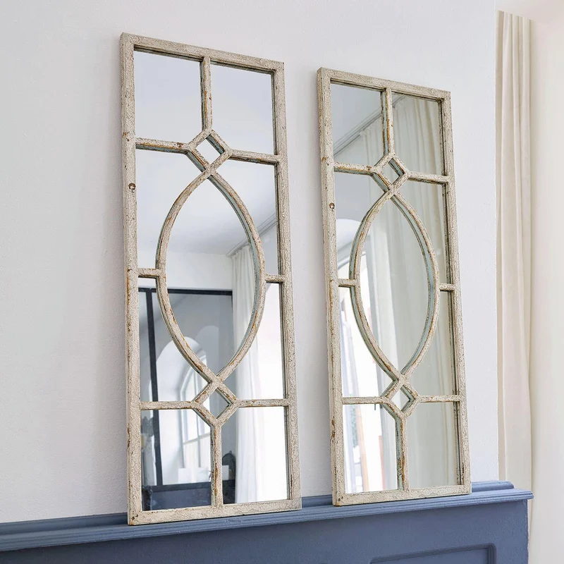 Loberon Millery Miroir - Métal Massif avec Une Patine à l'ancienne - Utilisation Polyvalente, Blanc Vieilli