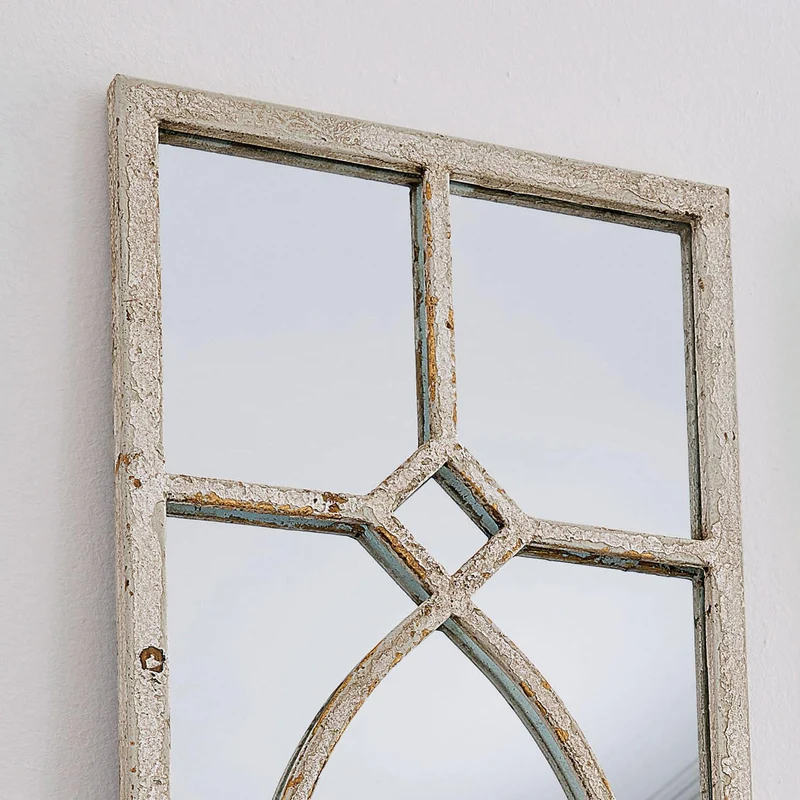 Loberon Millery Miroir - Métal Massif avec Une Patine à l'ancienne - Utilisation Polyvalente, Blanc Vieilli